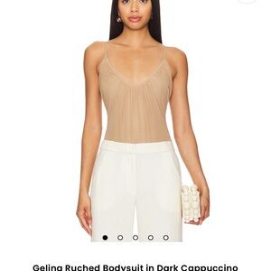 L'AGENCE Geling Ruched Bodysuit in Cappuccino
